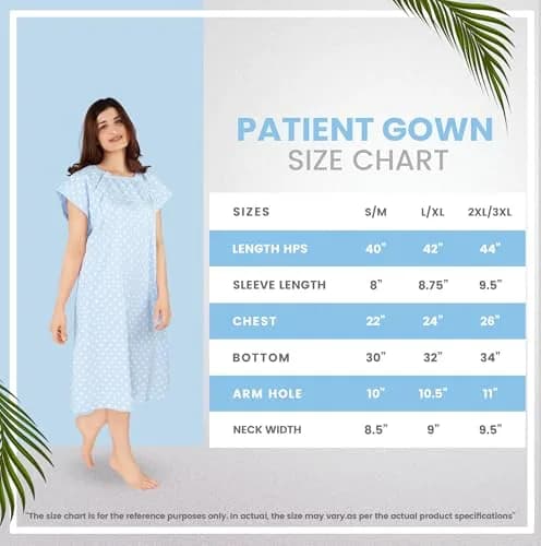 Utopia Care Women's Hospital Gown Polkadots Blue Large-X-Large | Front & Back Snap Access for Exams & Breastfeeding thumbnail 2