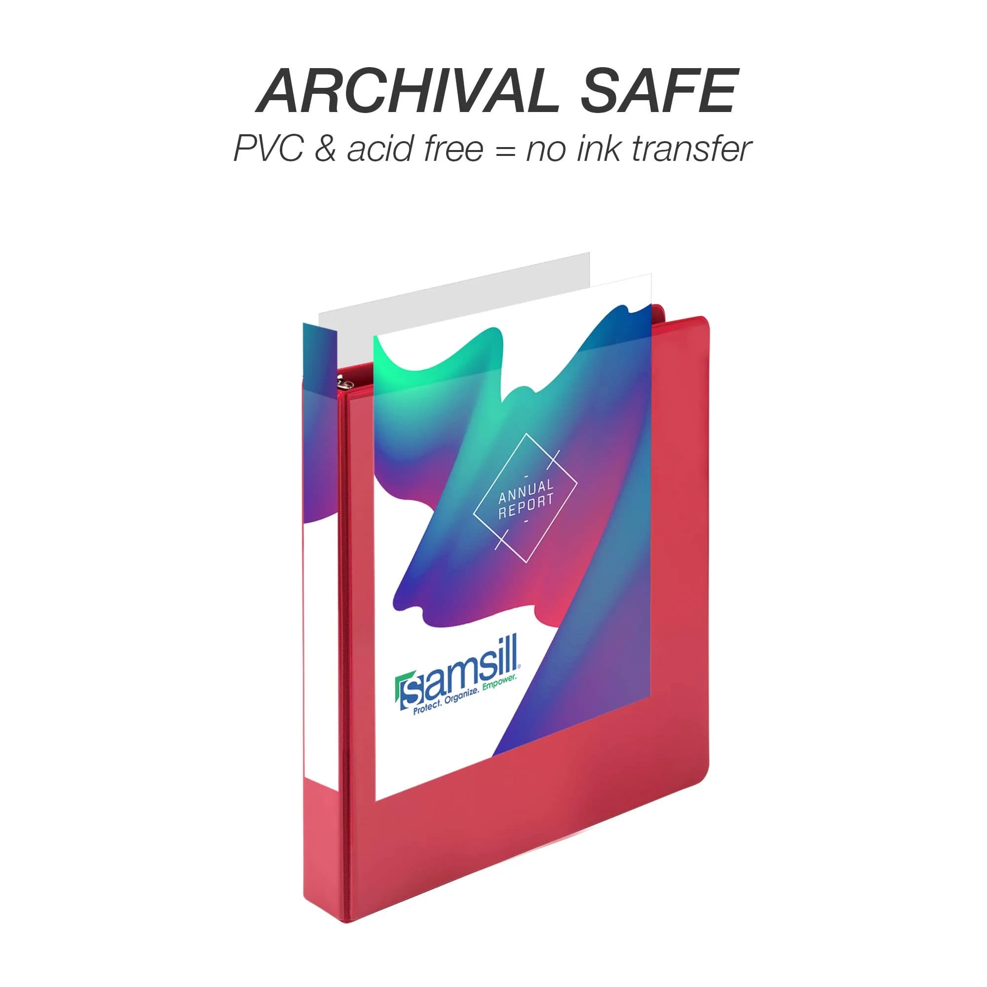 Samsill Red 1 Inch D-Ring Binder (4 Pack) | Holds 225 Pages, Clear View Cover, Recycled Chipboard - view 5