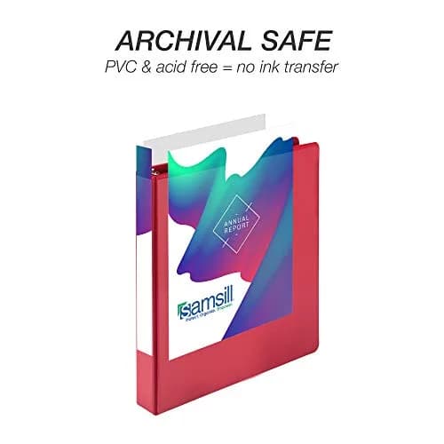 Samsill Red 1 Inch D-Ring Binder (4 Pack) | Holds 225 Pages, Clear View Cover, Recycled Chipboard thumbnail 5