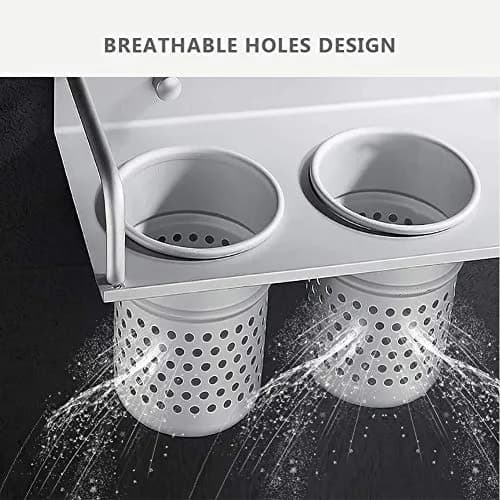 ZJchao Space Aluminum Hair Dryer Holder with Spiral Stand & Storage Cup | Wall Mounted Organizer for Bathroom thumbnail 4