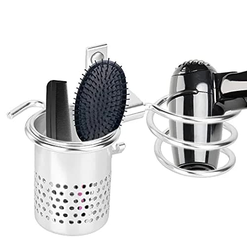 ZJchao Space Aluminum Hair Dryer Holder with Spiral Stand & Storage Cup | Wall Mounted Organizer for Bathroom thumbnail 7