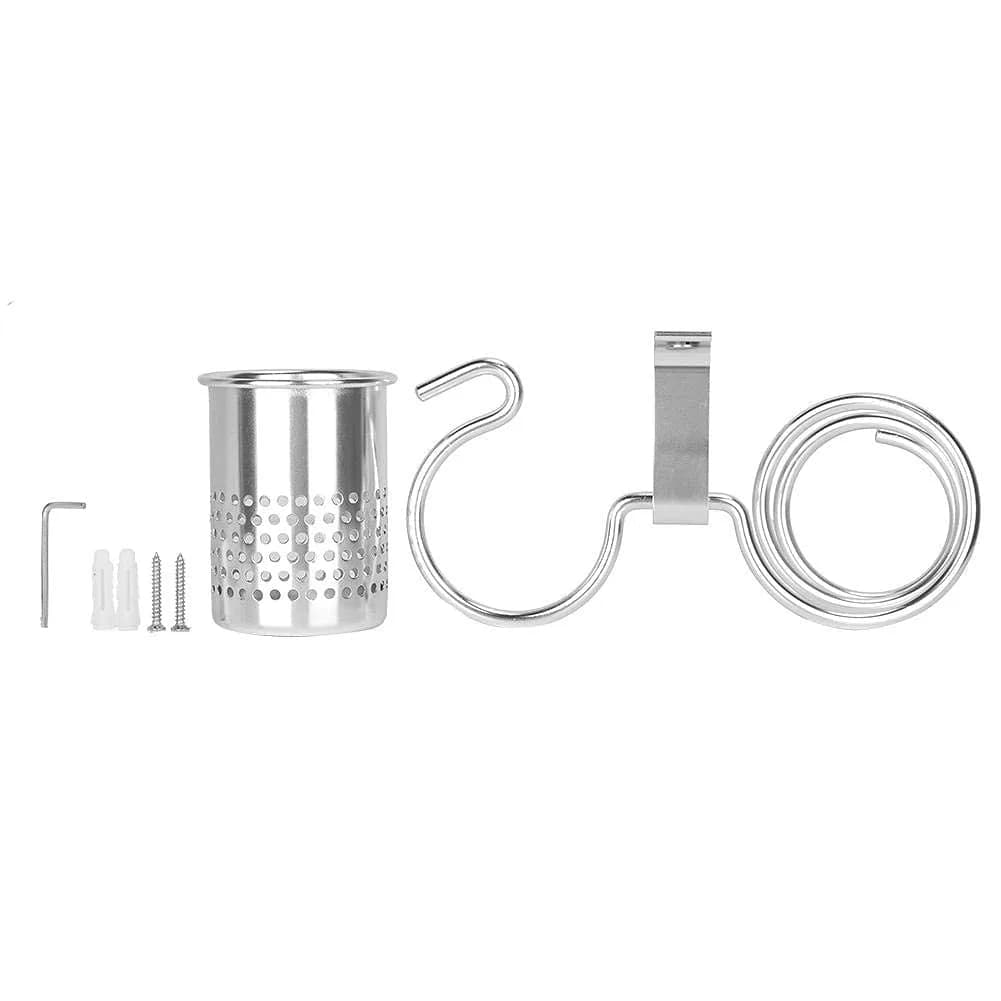 ZJchao Space Aluminum Hair Dryer Holder with Spiral Stand & Storage Cup | Wall Mounted Organizer for Bathroom - view 9