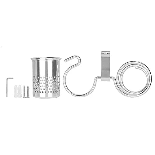 ZJchao Space Aluminum Hair Dryer Holder with Spiral Stand & Storage Cup | Wall Mounted Organizer for Bathroom thumbnail 9