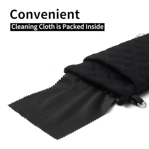 Face Shadow Double Eyeglass Pouch Large Squeeze Top Microfiber Soft Glasses Case with Cleaning Cloth | Holds Two Pairs thumbnail 4