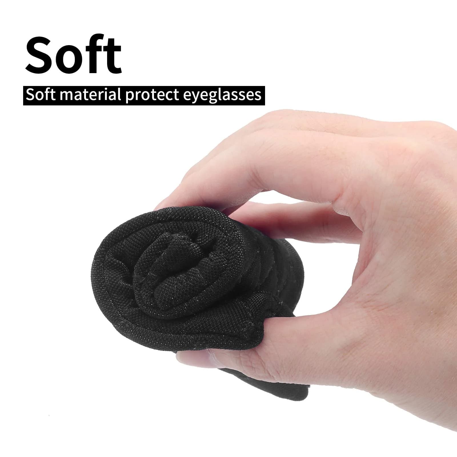 Face Shadow Double Eyeglass Pouch Large Squeeze Top Microfiber Soft Glasses Case with Cleaning Cloth | Holds Two Pairs - view 5