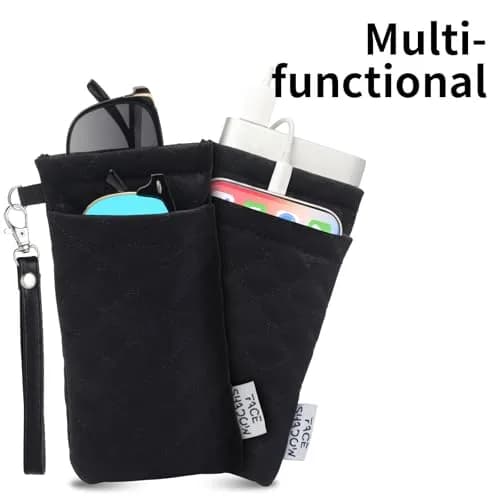 Face Shadow Double Eyeglass Pouch Large Squeeze Top Microfiber Soft Glasses Case with Cleaning Cloth | Holds Two Pairs thumbnail 6
