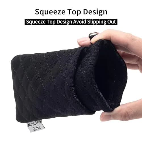 Face Shadow Double Eyeglass Pouch Large Squeeze Top Microfiber Soft Glasses Case with Cleaning Cloth | Holds Two Pairs thumbnail 2