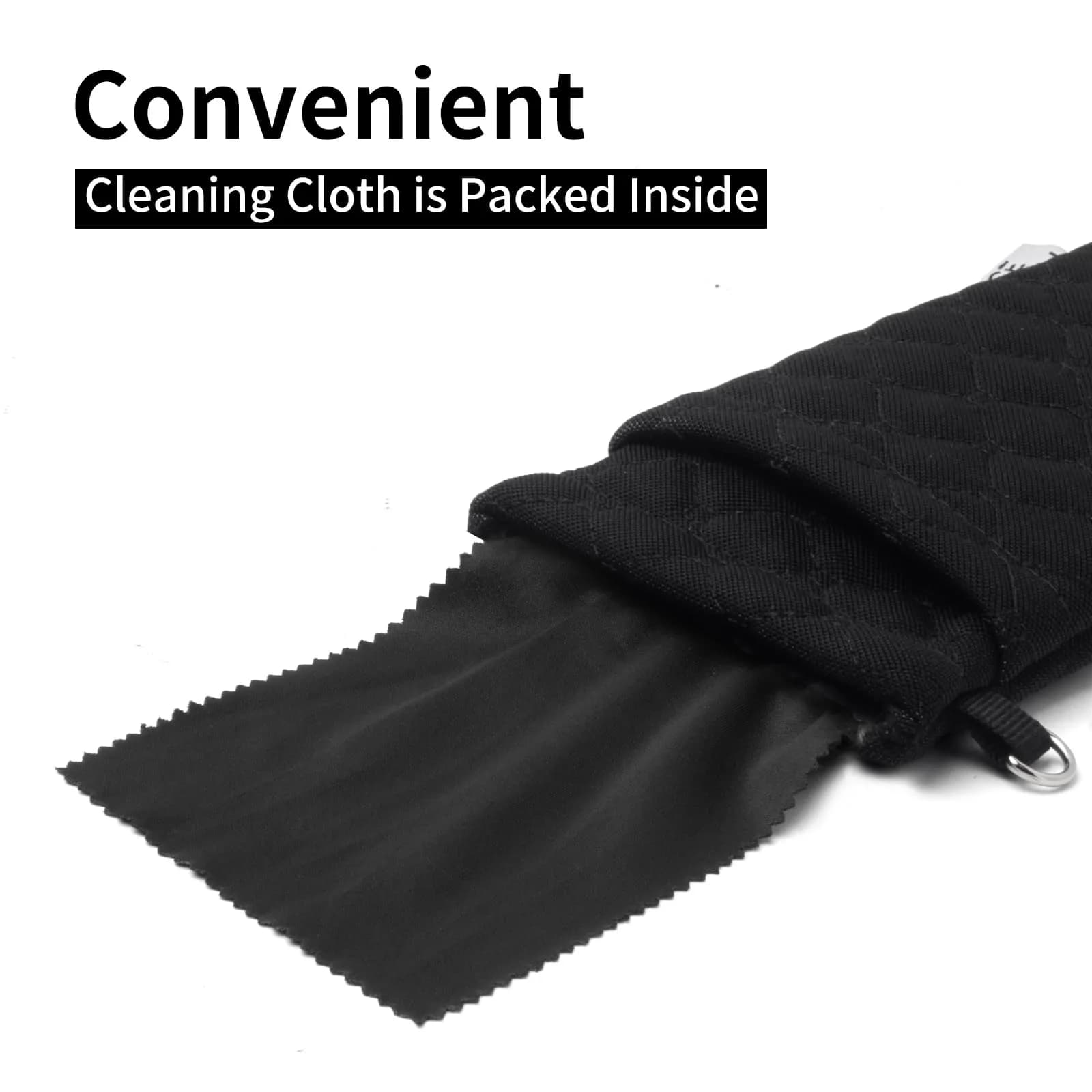 Face Shadow Double Eyeglass Pouch Large Squeeze Top Microfiber Soft Glasses Case with Cleaning Cloth | Holds Two Pairs - view 4