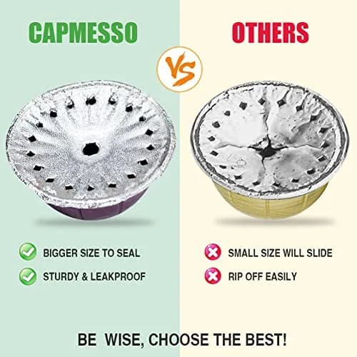 CAPMESSO Aluminum Foil Lids for Nespresso Vertuo Pods, 200 Count | Reusable Coffee Filter for Rich Brews thumbnail 4