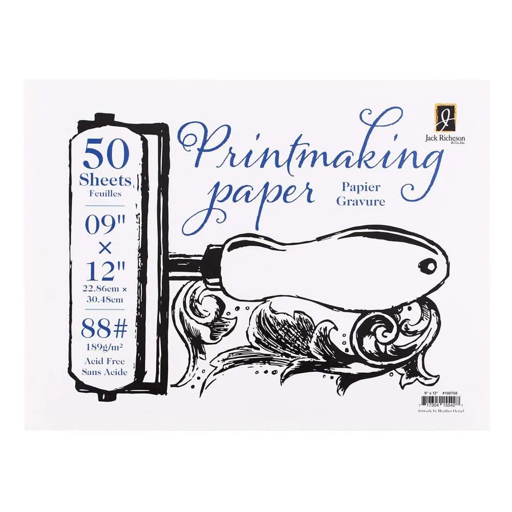 Jack Richeson Printmaking Paper, 88# 12x9 inches | Relief & Block Printing, 50 Sheets — Multicolor