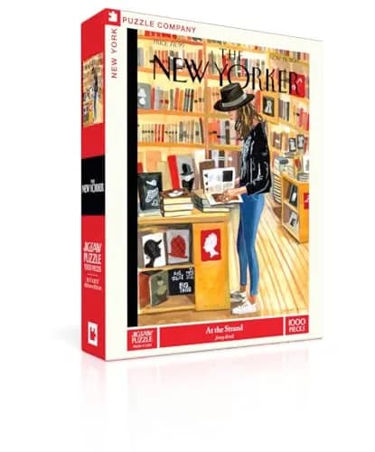 New York Puzzle Company - New Yorker At the Strand - 1000 Piece Jigsaw Puzzle for Adults by Jenny Kroik | Challenging, USA-made puzzle for book lovers thumbnail 1