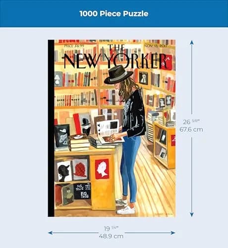 New York Puzzle Company - New Yorker At the Strand - 1000 Piece Jigsaw Puzzle for Adults by Jenny Kroik | Challenging, USA-made puzzle for book lovers thumbnail 4