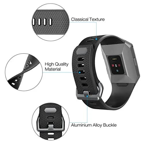 AIUNIT Compatible Ionic Watch Bands Large with Gray Buckle | Soft TPU Replacement Strap for Fitbit Ionic Smartwatch thumbnail 3