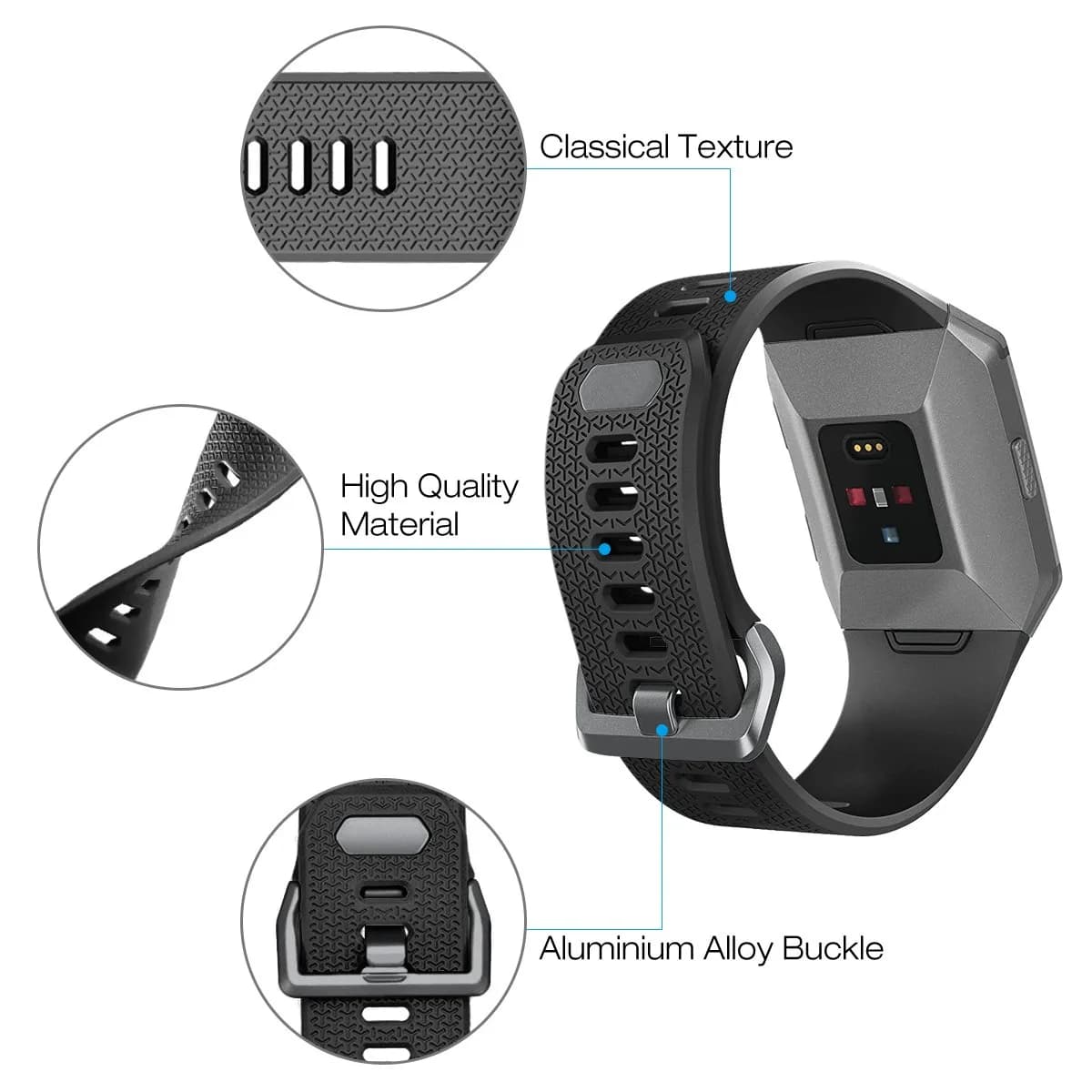 AIUNIT Compatible Ionic Watch Bands Large with Gray Buckle | Soft TPU Replacement Strap for Fitbit Ionic Smartwatch - view 3