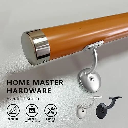 HOME MASTER HARDWARE Hand Rail Brackets for Stairs, Brushed Stainless Steel | Heavy Duty Support for Indoor & Outdoor Use thumbnail 2