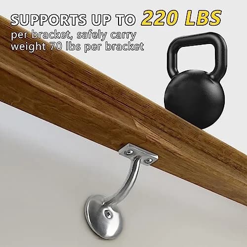 HOME MASTER HARDWARE Hand Rail Brackets for Stairs, Brushed Stainless Steel | Heavy Duty Support for Indoor & Outdoor Use thumbnail 3