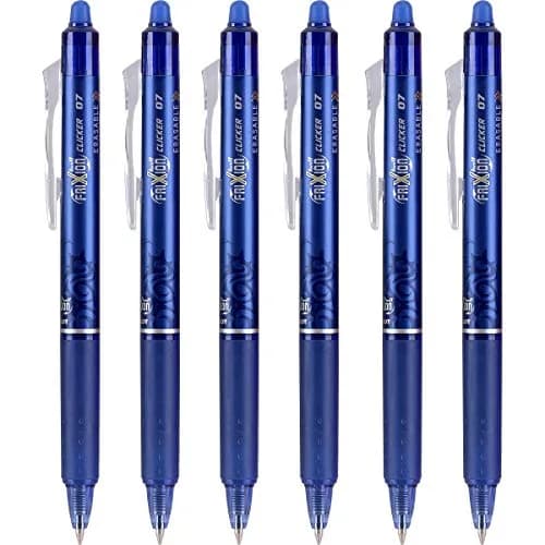 Pilot FriXion Clicker Erasable Gel Pens, Fine Point (0.7mm), Blue Ink, 6-Pack | Smooth Writing for Students & Office thumbnail 1