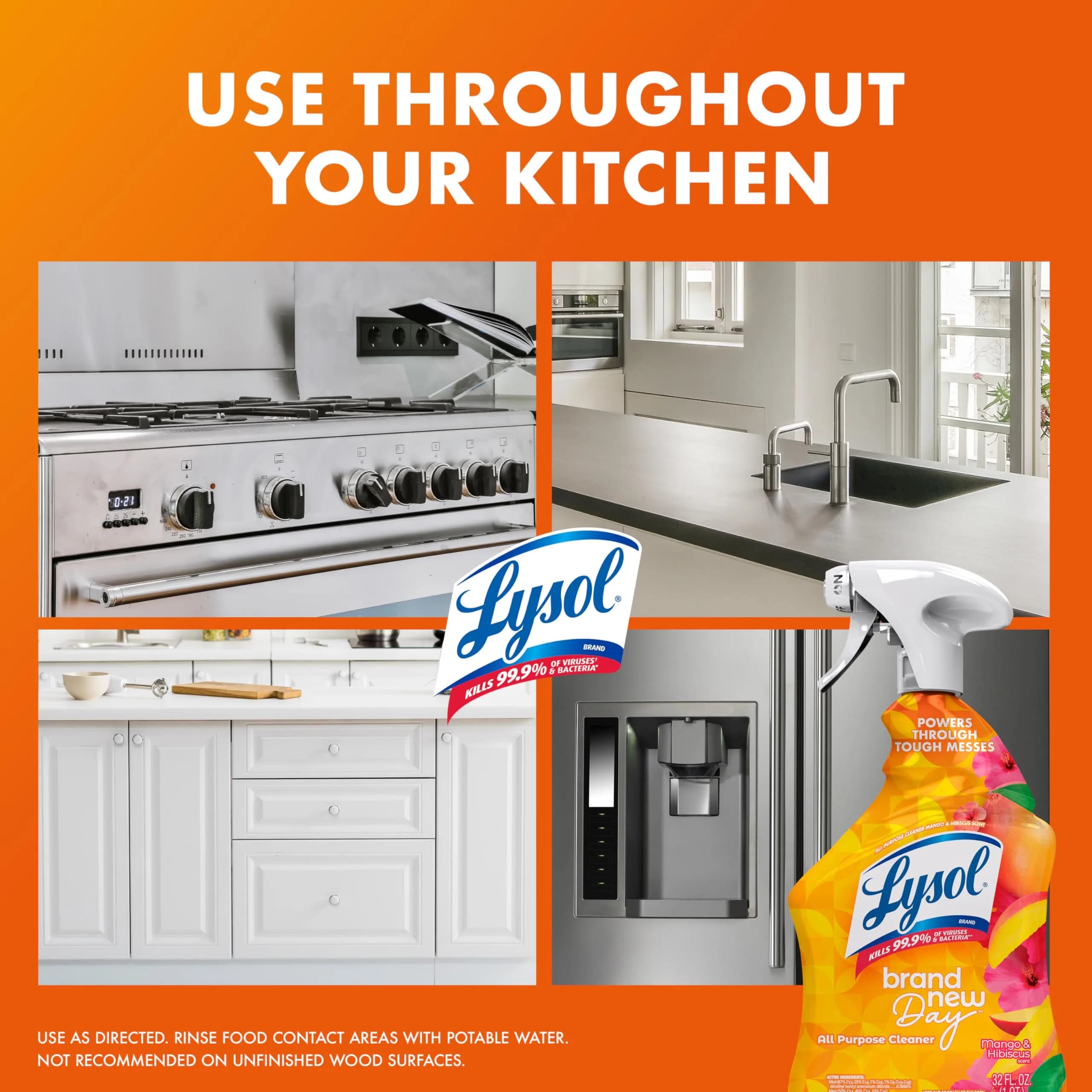 Lysol All Purpose Cleaner Spray, Mango & Hibiscus Scent, 32 Fl Oz Bottle | Kills 99.9% of Viruses & Bacteria - view 5