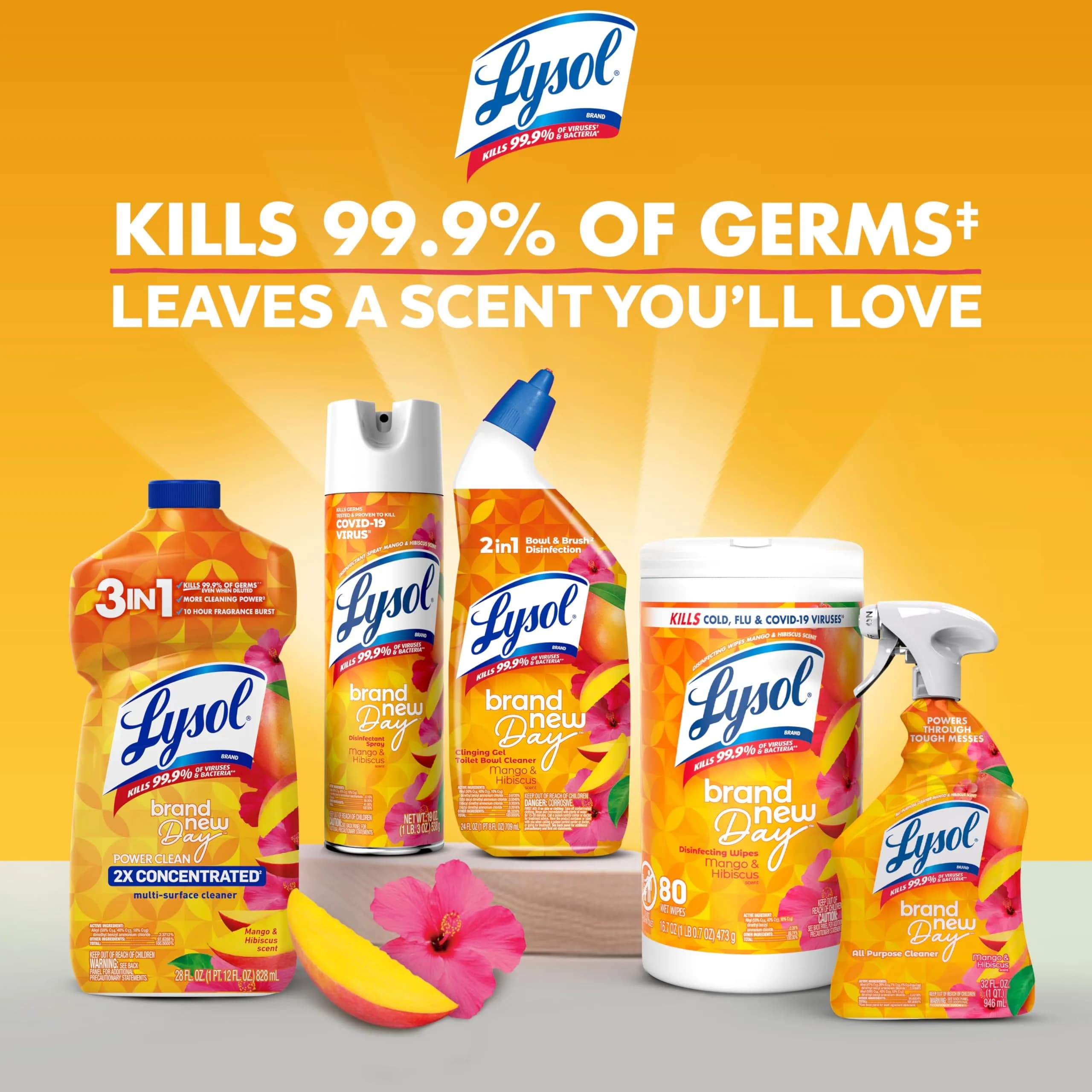 Lysol All Purpose Cleaner Spray, Mango & Hibiscus Scent, 32 Fl Oz Bottle | Kills 99.9% of Viruses & Bacteria - view 6