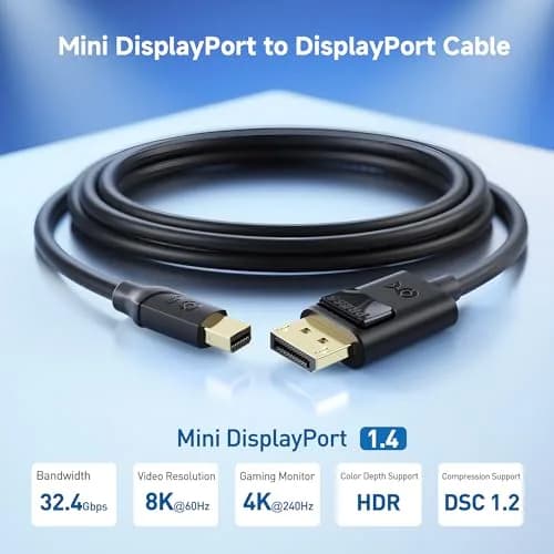 Cable Matters 3ft Mini DisplayPort to DisplayPort 1.4 Cable | Supports 8K & Gaming thumbnail 2