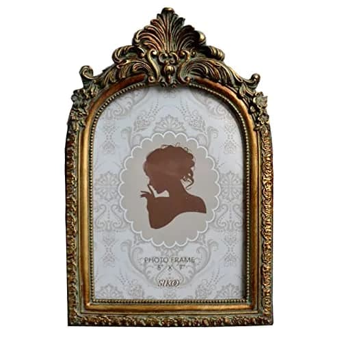 SIKOO Vintage 5x7 Picture Frame Antique Ornate Bronze Gold | Resin with Glass Front thumbnail 1