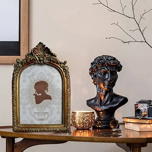 SIKOO Vintage 5x7 Picture Frame Antique Ornate Bronze Gold | Resin with Glass Front thumbnail 7