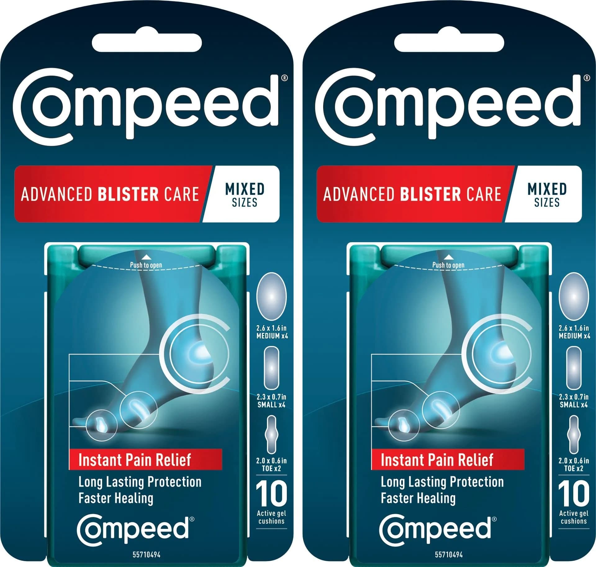 Compeed Blister Care Pads Mixed Sizes 10 Ct | Instant Pain Relief & Long-Lasting Protection