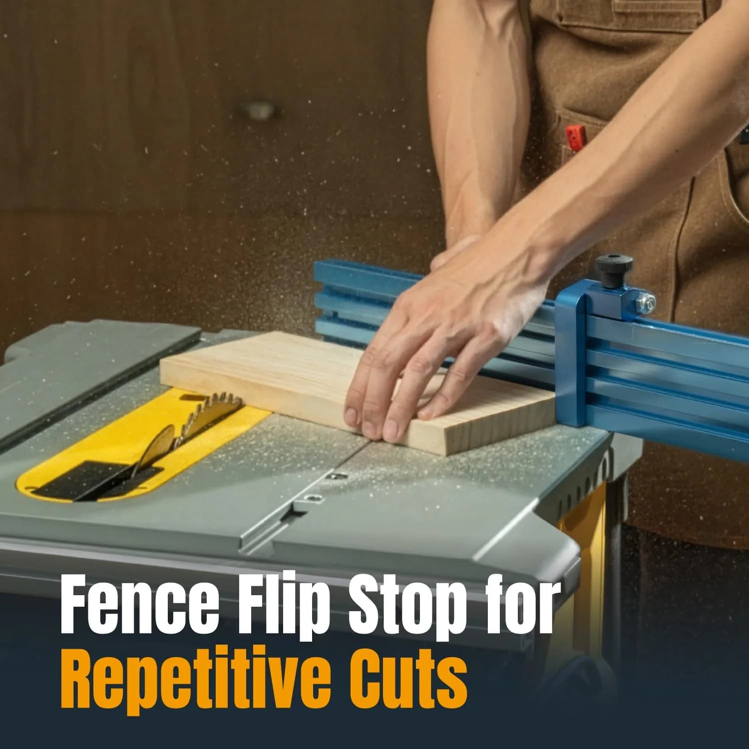 POWERTEC 3" Fence Flip Stop for Table Saw, Miter Saw, and Drill Press, T Track Accessories for Woodworking, 1PK (71367) | Universal T-Track Flip Stop - view 6