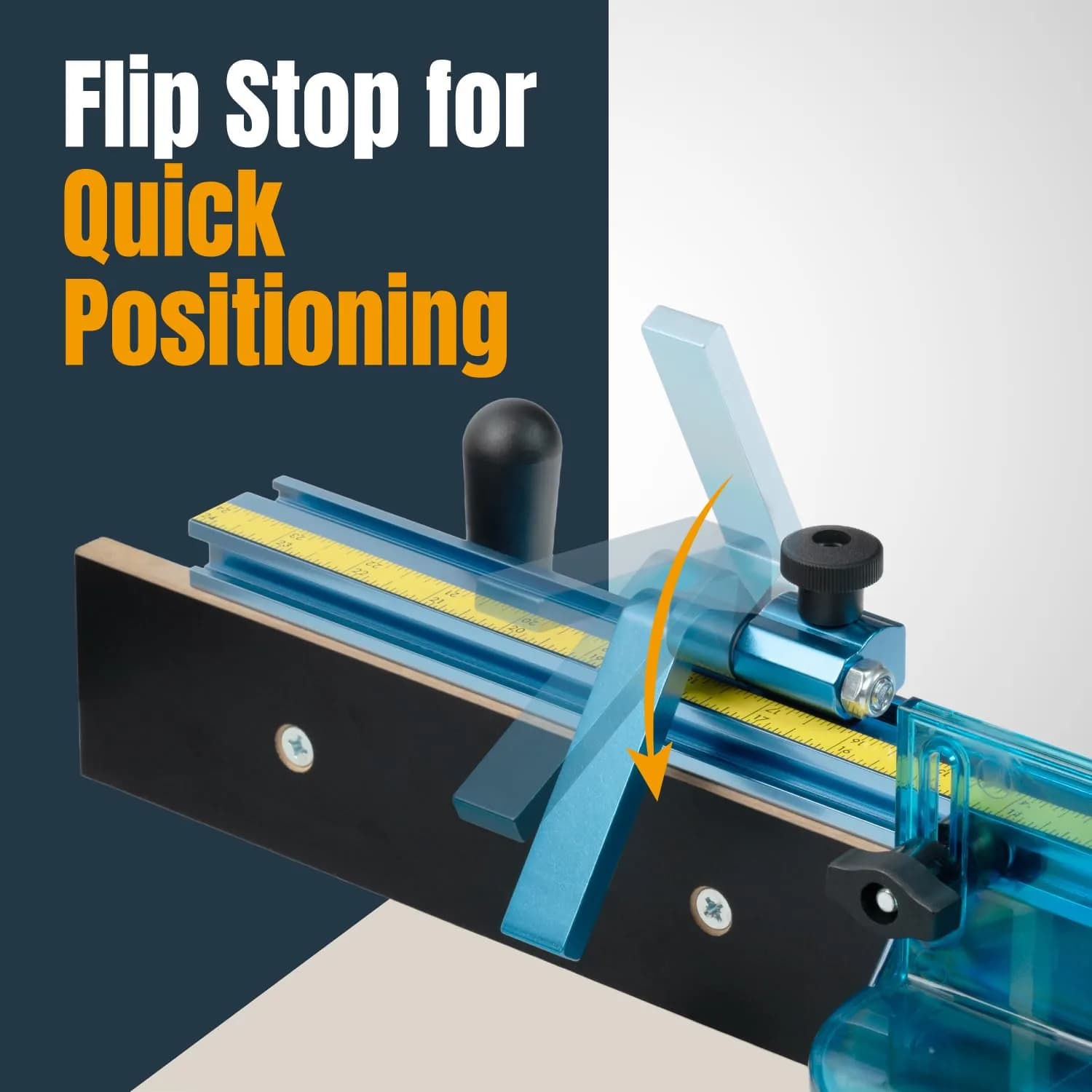 POWERTEC 3" Fence Flip Stop for Table Saw, Miter Saw, and Drill Press, T Track Accessories for Woodworking, 1PK (71367) | Universal T-Track Flip Stop - view 2