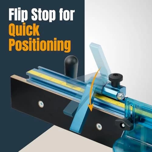 POWERTEC 3" Fence Flip Stop for Table Saw, Miter Saw, and Drill Press, T Track Accessories for Woodworking, 1PK (71367) | Universal T-Track Flip Stop thumbnail 2