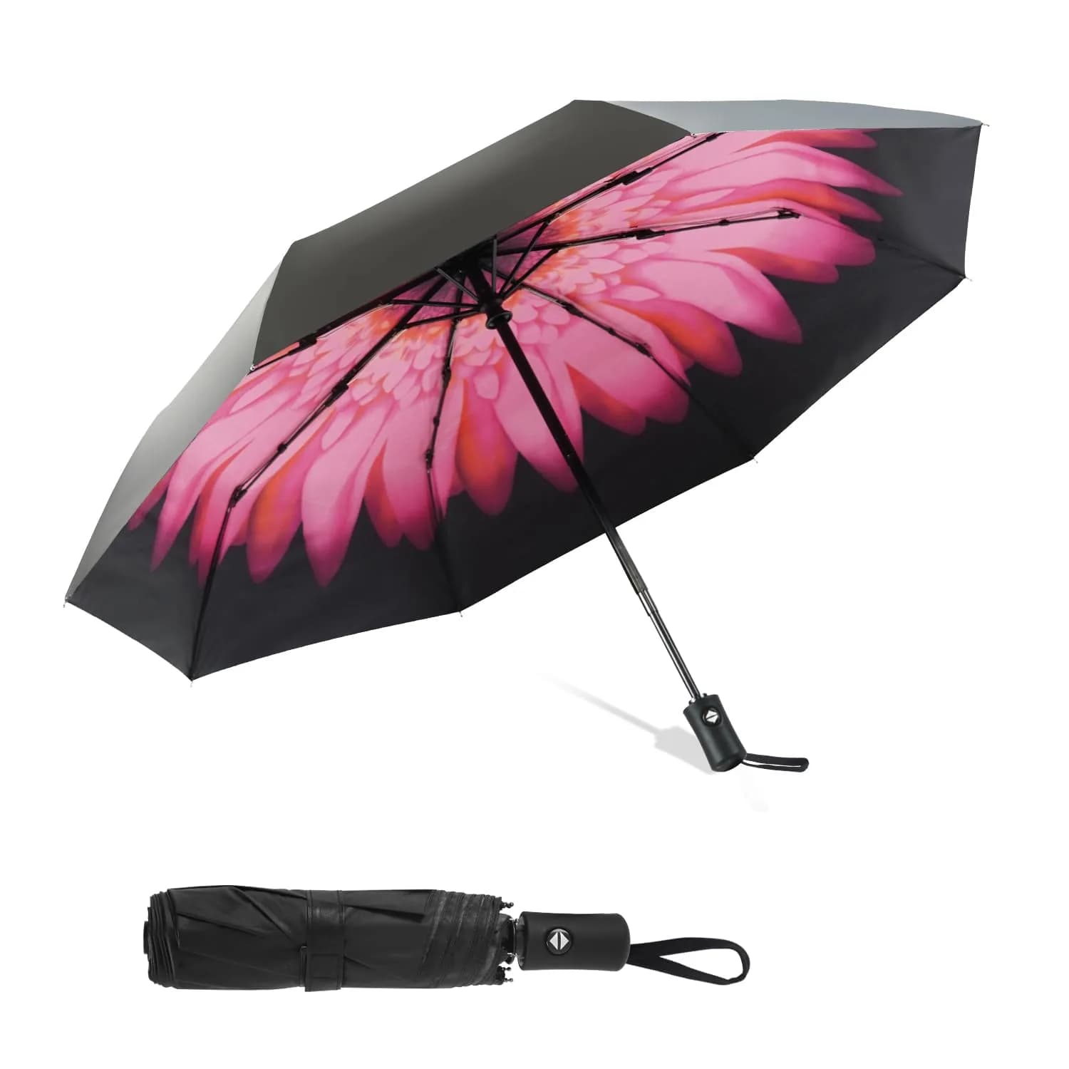 SY COMPACT Travel Umbrella Windproof Auto-Open Compact 42" Canopy Black