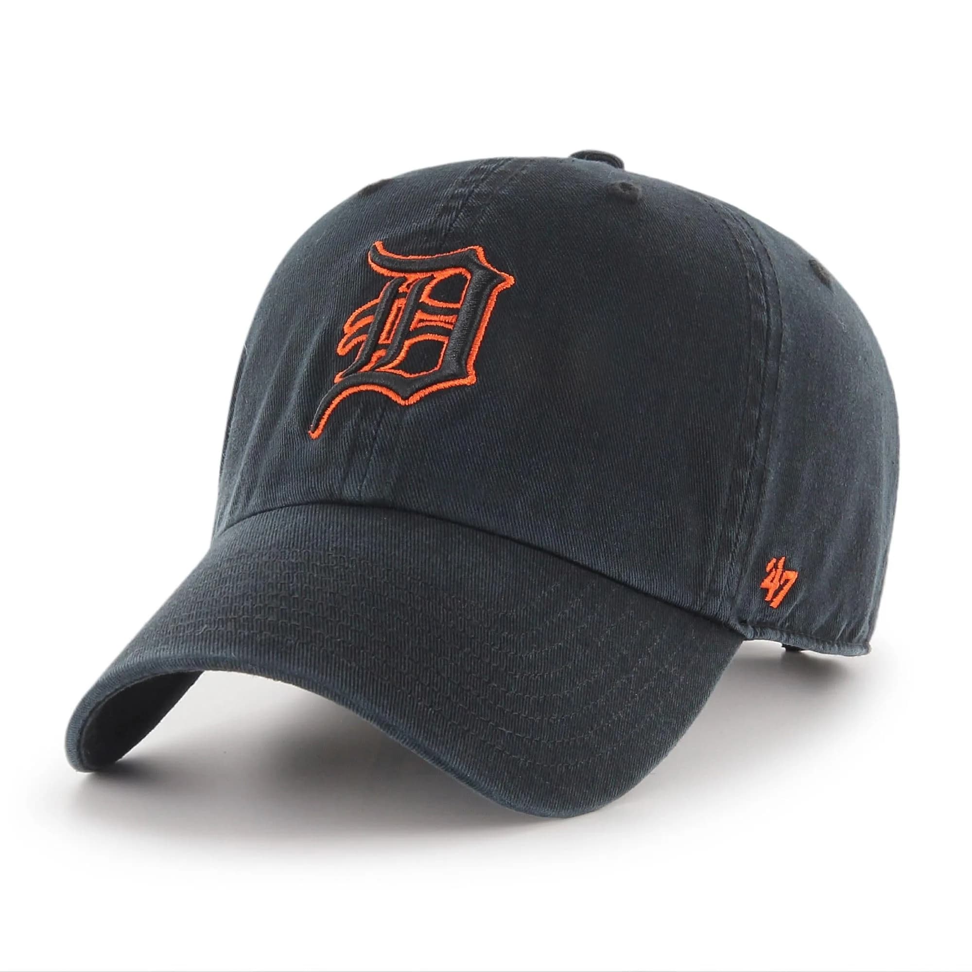 47 Detroit Tigers Black with Orange Outline Adjustable Baseball Cap | Unisex Sports Fan Hat