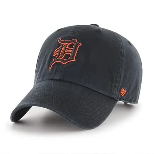 47 Detroit Tigers Black with Orange Outline Adjustable Baseball Cap | Unisex Sports Fan Hat thumbnail 1