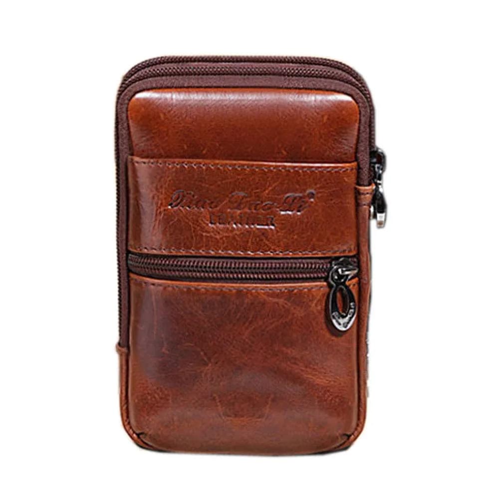 Hebetag Genuine Leather Phone Belt Holster Waist Case Bag 19cm (7.48") | Horizontal & Vertical Carry — #05coffee