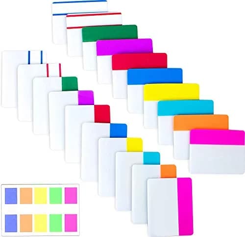 ELII 500 Pieces Sticky Index Tabs 2 Inch & 0.5 Inch | Writable, Repositionable, 10 Vibrant Colors thumbnail 1