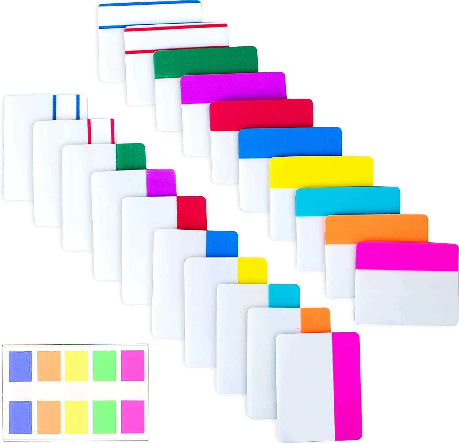 ELII 500 Pieces Sticky Index Tabs 2 Inch & 0.5 Inch | Writable, Repositionable, 10 Vibrant Colors - main product image