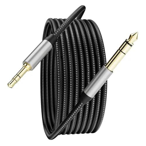Jelly Tang 3.5mm to 6.35mm Audio Cable 3M (10Ft) | Gold-Plated Connectors, Nylon Braided Stereo Cable for Amplifiers & Home Theater thumbnail 1