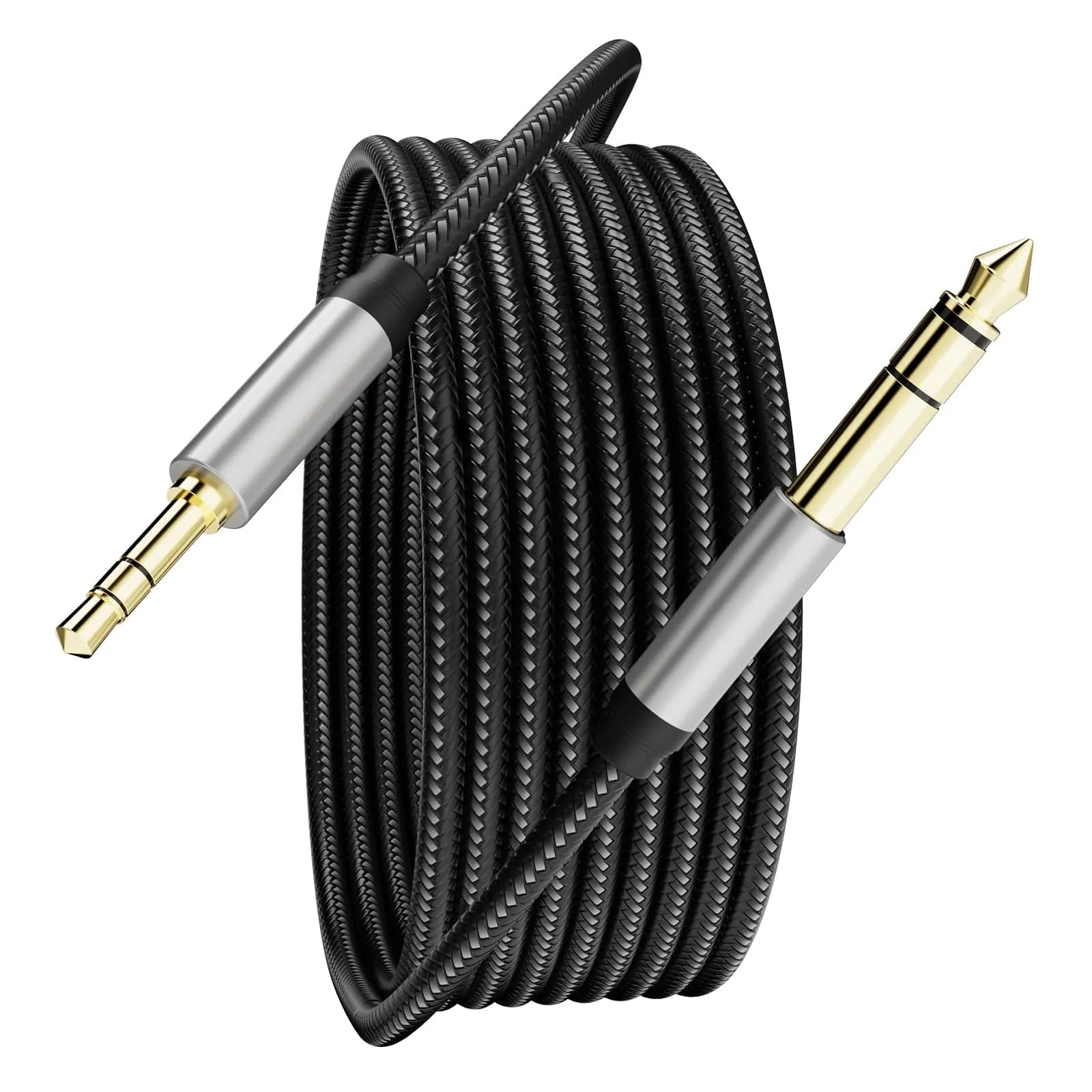 Jelly Tang 3.5mm to 6.35mm Audio Cable 3M (10Ft) | Gold-Plated Connectors, Nylon Braided Stereo Cable for Amplifiers & Home Theater - main product image