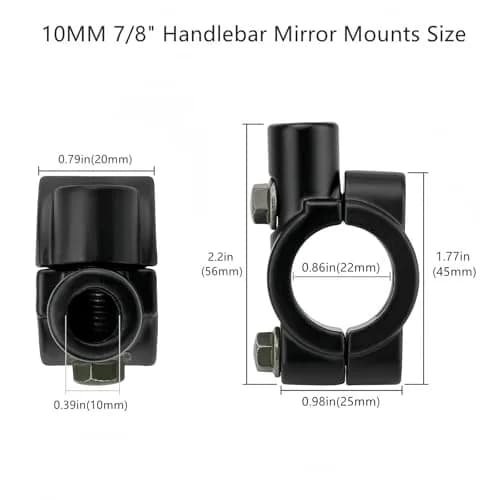 Elec-bro 7/8" Handlebar Mirror Mount Clamp 10mm Thread | Pack of 2 Black Aluminum Alloy thumbnail 4