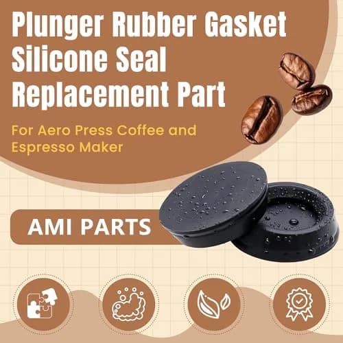 AMI PARTS Plunger Rubber Gasket Replacement Part for AeroPress Coffee Maker (2-Pack, Black) | Restores Smooth Plunging Action thumbnail 2