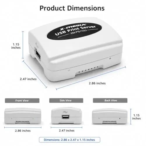 X-MEDIA XM-PS110U 1-Port 10/100Mbps Ethernet USB Print Server | USB 2.0 Network Print Server thumbnail 5