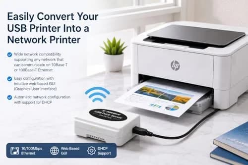 X-MEDIA XM-PS110U 1-Port 10/100Mbps Ethernet USB Print Server | USB 2.0 Network Print Server thumbnail 6