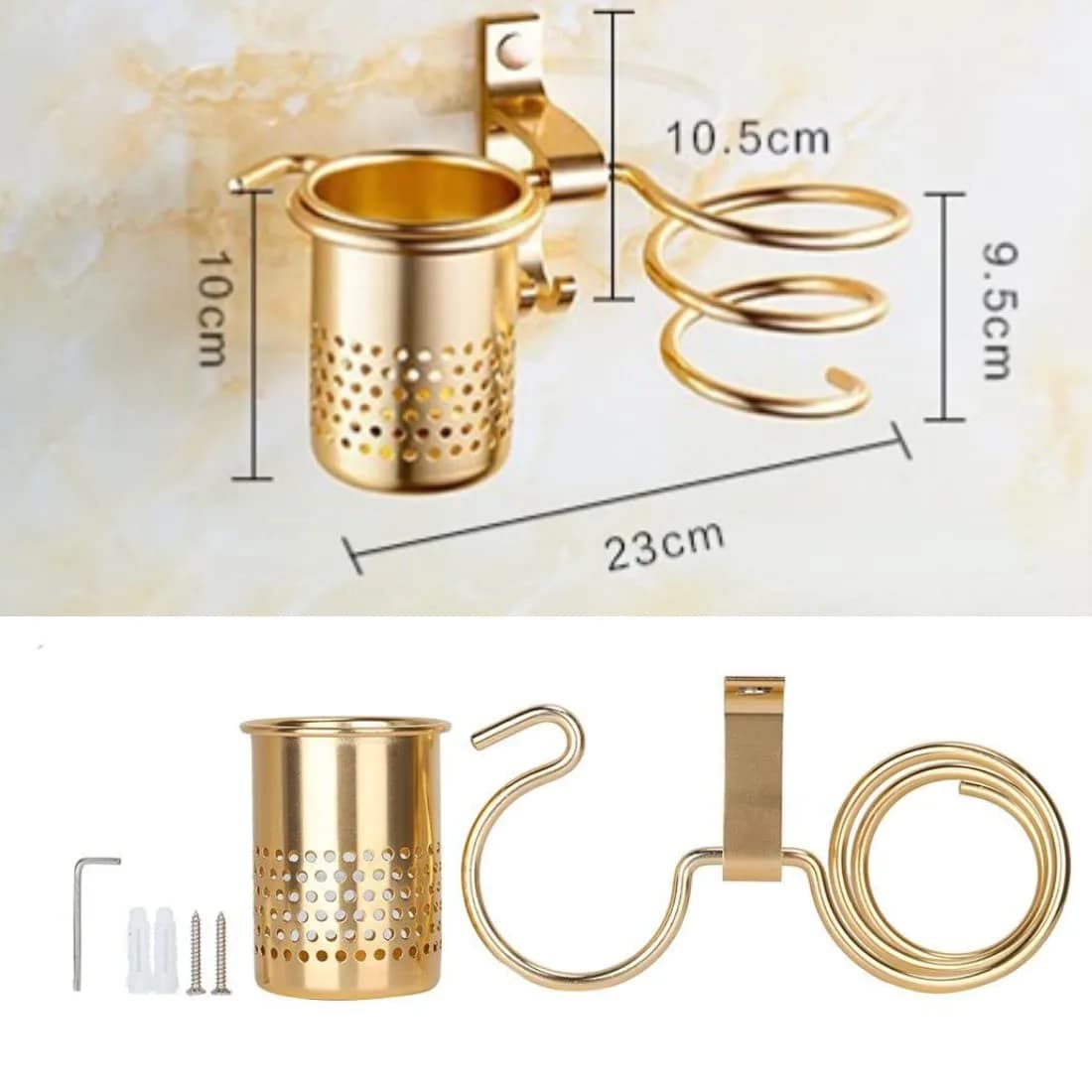 ZJchao Aluminum Hair Dryer Holder Wall Mount (#2) | Organizes Hair Tools & Saves Space - view 4