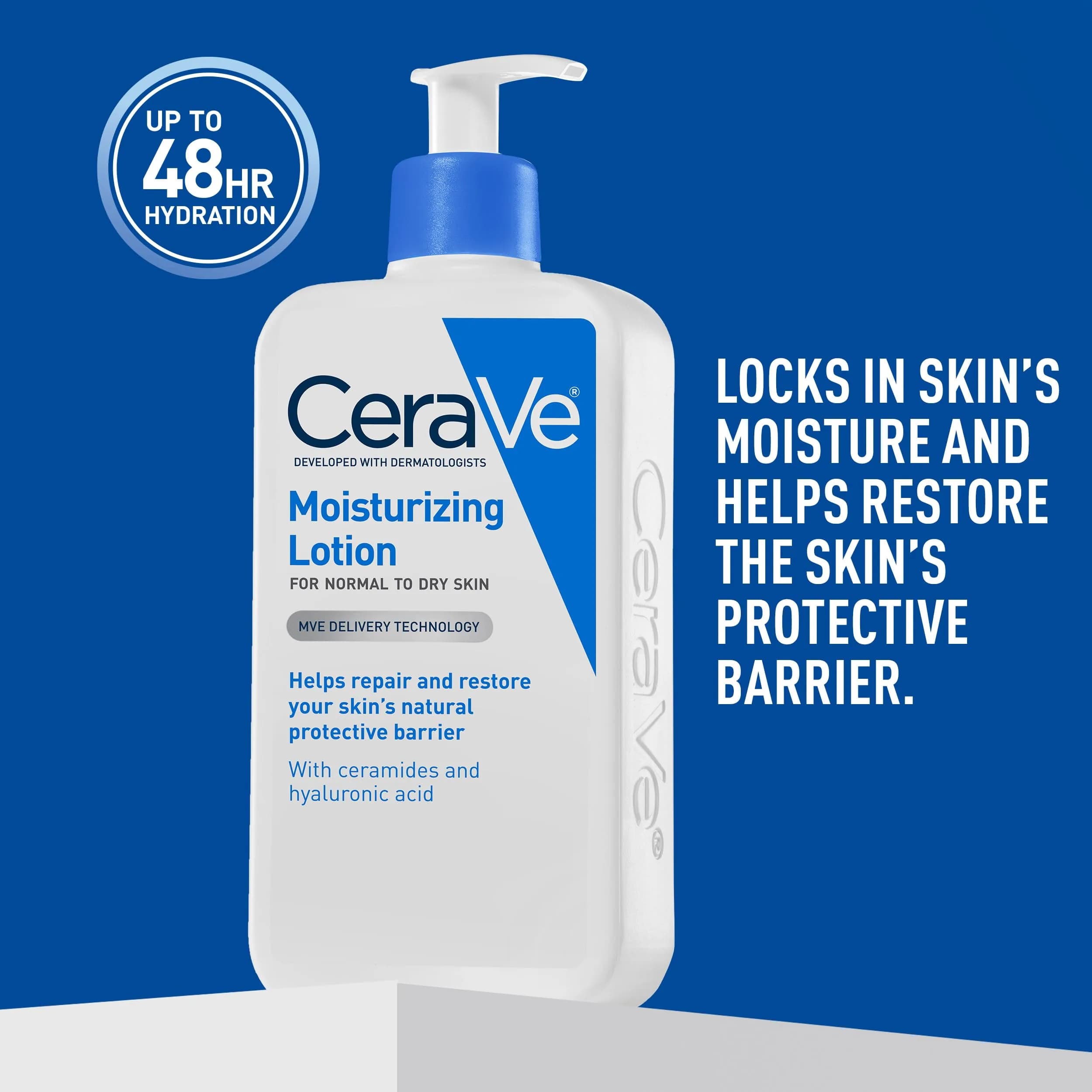 CeraVe Daily Moisturizing Lotion for Dry Skin, Fragrance-Free, Oil-Free Face & Body Moisturizer, 19 Ounce (Pack of 1) - view 6