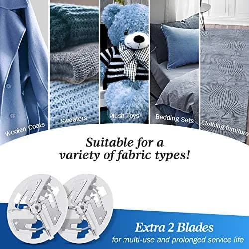 BEAUTURAL Fabric Shaver and Lint Remover, Sweater Defuzzer with 2-Speeds, 2 Replaceable Stainless Steel Blades, Battery Operated, Remove Clothes Fuzz, Lint Balls, Pills, Bobbles (Tufts Blue) thumbnail 6