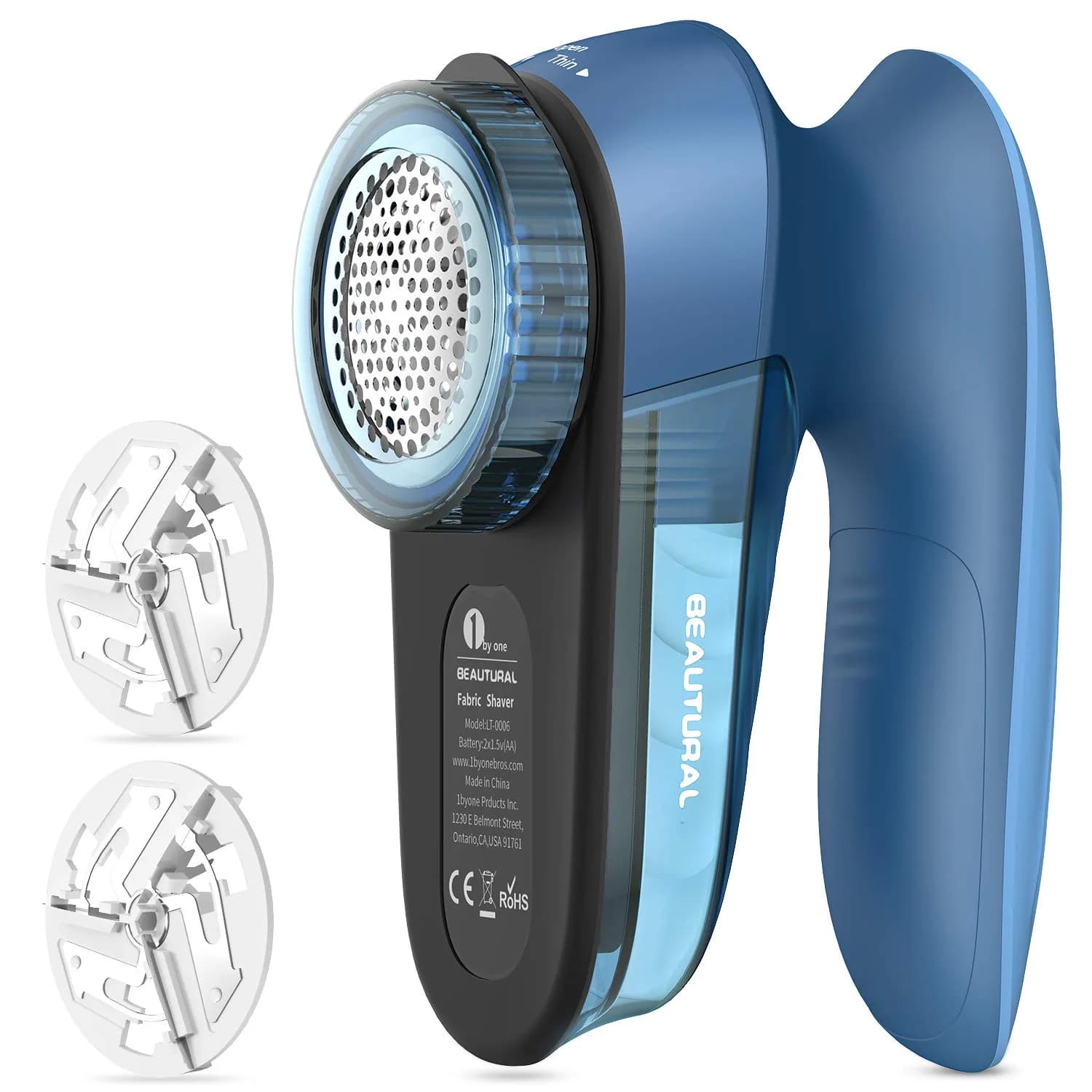 BEAUTURAL Fabric Shaver and Lint Remover, Sweater Defuzzer with 2-Speeds, 2 Replaceable Stainless Steel Blades, Battery Operated, Remove Clothes Fuzz, Lint Balls, Pills, Bobbles (Tufts Blue) - main product image