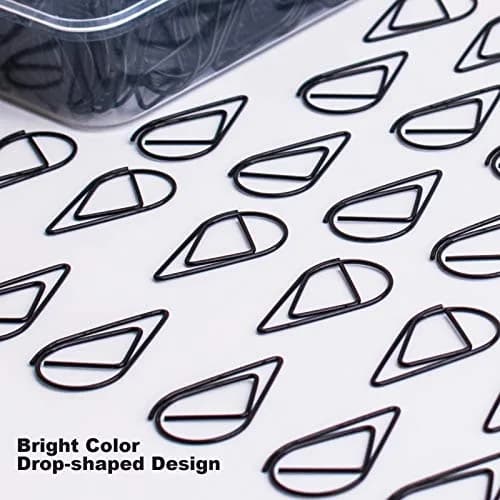 VENCINK Black Drop-Shaped Paper Clips, 1 inch | Creative Office & School Supplies thumbnail 2