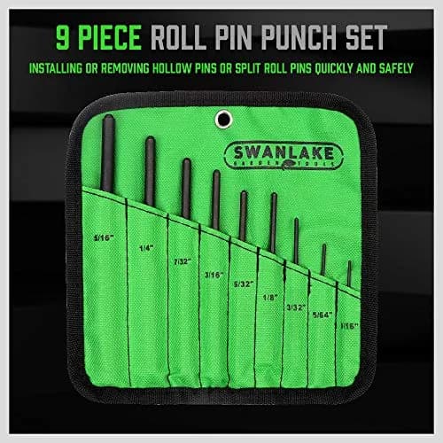 SWANLAKE 9-Piece Roll Pin Punch Set 1/16"-5/16" | Precision Automotive & Craft Tool thumbnail 2