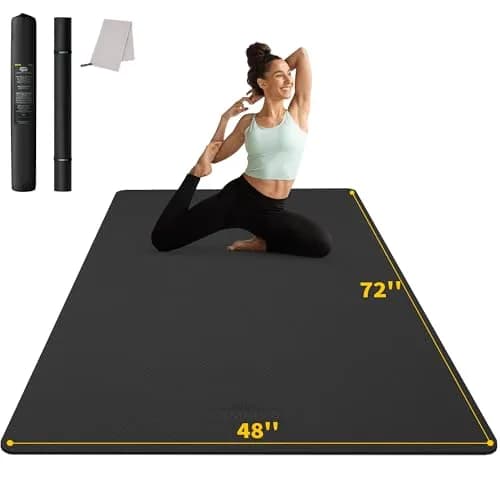 CAMBIVO Large Yoga Mat 183cm x 120cm (6'x 4') 6mm Thick | Non-Slip TPE Workout Mat for Home Gym thumbnail 1
