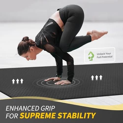 CAMBIVO Large Yoga Mat 183cm x 120cm (6'x 4') 6mm Thick | Non-Slip TPE Workout Mat for Home Gym thumbnail 9